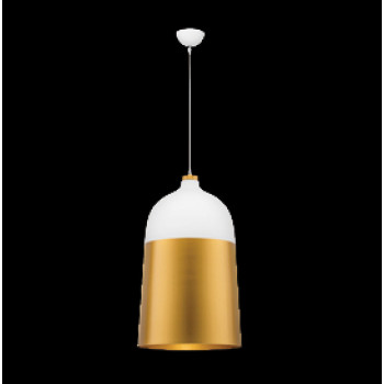 Large Two-Tone Metal Pendant, White and Gold