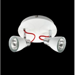 Two Adjustable White and Chrome Spot Lights on a Plate