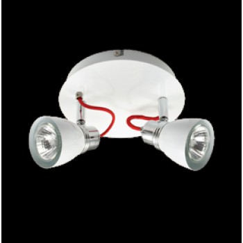 Two Adjustable White and Chrome Spot Lights on a Plate