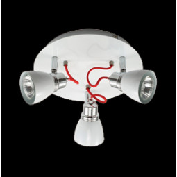 Three Adjustable White and Chrome Spot Lights on a Plate