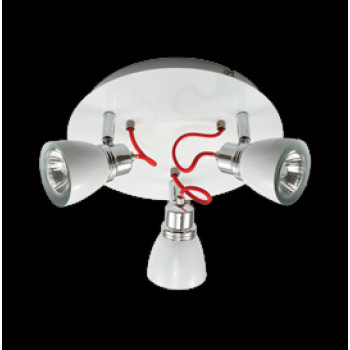 Three Adjustable White and Chrome Spot Lights on a Plate